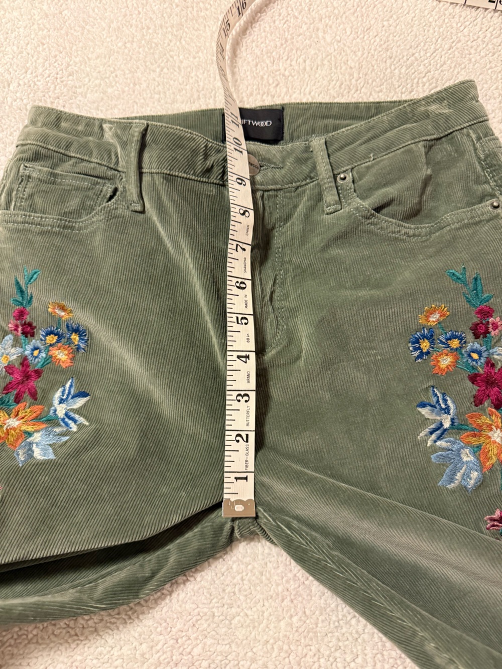 DRIFTWOOD x Free People Farrah Embroidered Corduroy Flare Pants Green Wide Leg - Picture 8 of 16
